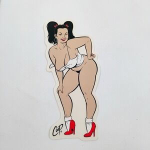 Coop Art Sexy Busty Girl Socks Sticker Decal Posterpop 1990's Vintage Y2K 2000's